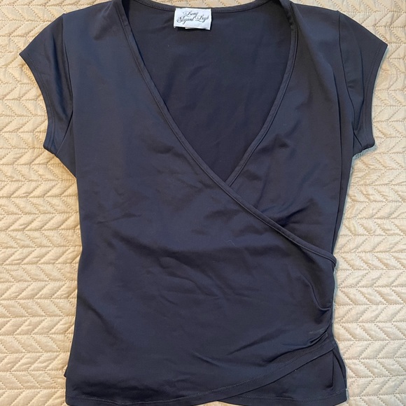 Long Elegant Legs black crossover top; size Medium - Picture 1 of 8
